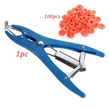

Castration Ring Pigs Sheep Castration Pliers Dilation Forceps Severed Tail Ring Pliers with 100pcs Castration Rings