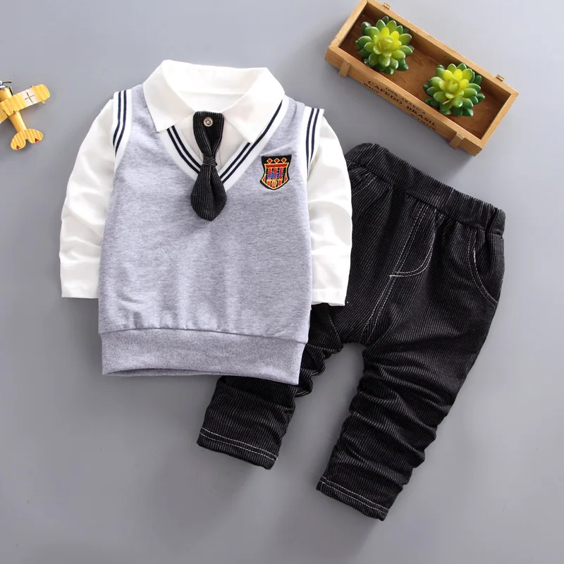 BibiCola/Весенний костюм джентльмена для маленьких мальчиков, куртка+ штаны комплект из 2 предметов, футболка с длинными рукавами штаны для мальчиков детская одежда комплект одежды для детей