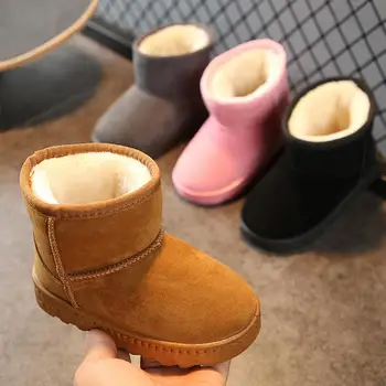 

HaoChengJiaDe Children Boots Thick Warm Shoes Cotton Suede Fashion Soft Boys Girls Snow Boots kids Waterproof Fur Baby boots