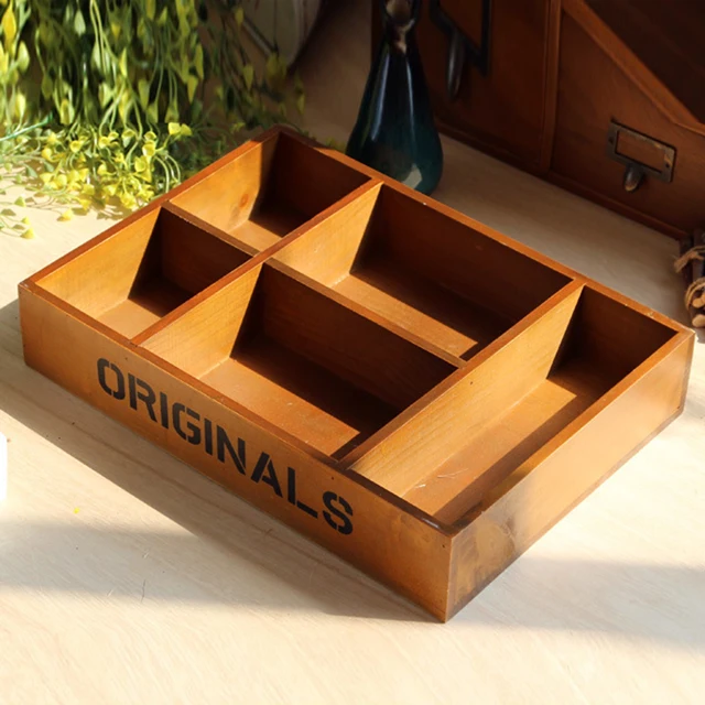 Wooden Storage Boxes with 5 Grids Design Home Decoration Storage Box