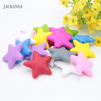 

Star Silicone Beads Baby Teether 45MM Loose Beads DIY Teething Necklace Jewelry Making Soother Chain Dental Gift 10PCS