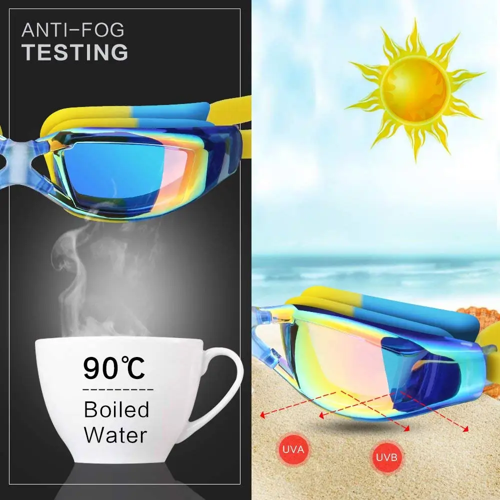 Kids Swimming goggles Anti-Fog UV prescription glasses waterproof goggle with Case,Nose Clip,Earplugs for kids swimming in pools