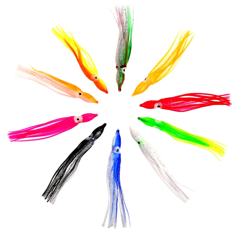 Fishing Lures 10Pcs Soft Shrimp Squid Octopus Saltwater Fishing Lure