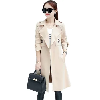 

New 2017 Autumn Suede Trench Coat For Women Casual Medium-long Slim Female Overcoat Long Sleeve Turn-down Collar Casaco Feminino