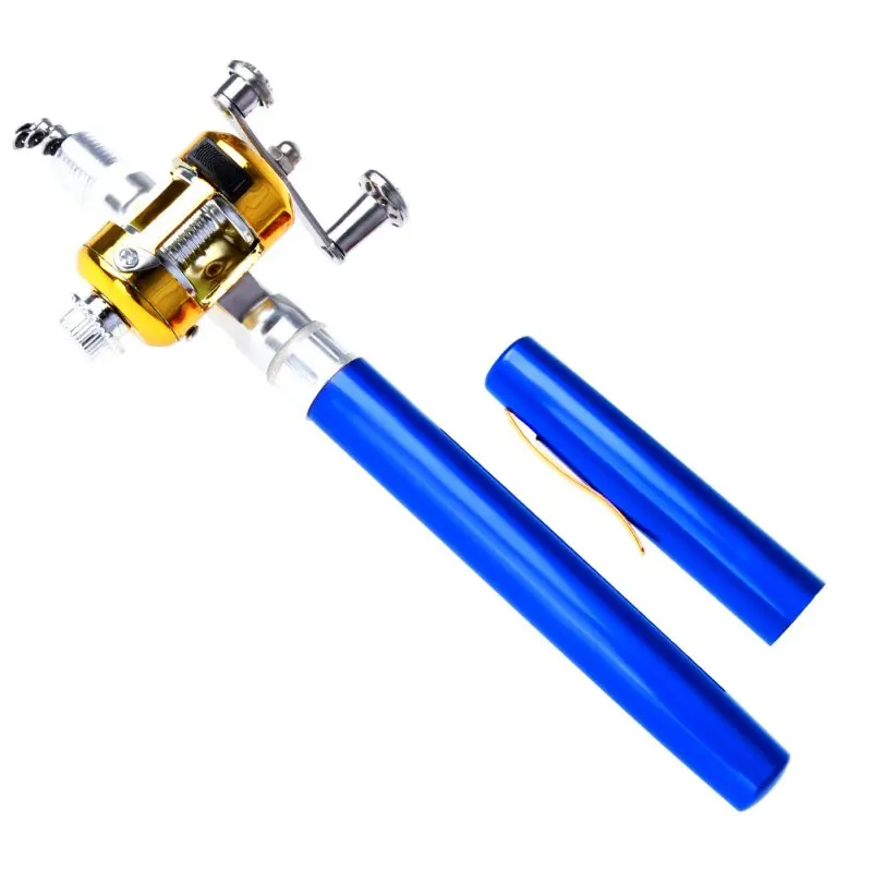 Aluminium Alloy Brass Portable Mini Alloy Telescopic Pocket Pen Shape Fishing Rods Reel Poles 1 Fishing Rod And Reel
