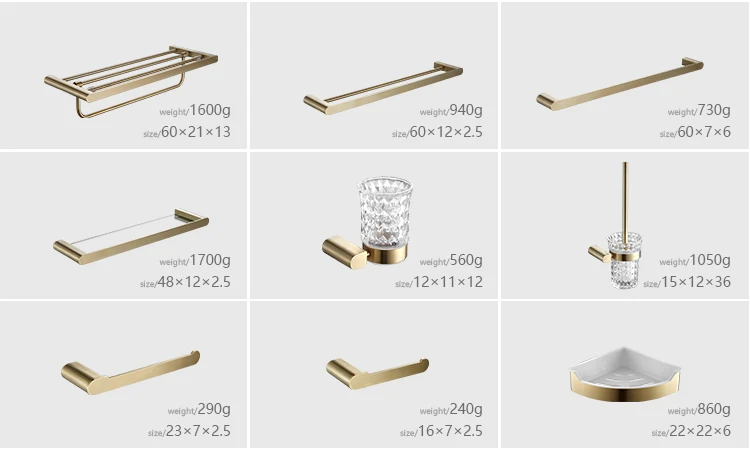 304 Нержавеющая сталь: цинковый сплав Ванная комната Аппаратные средства комплект полотенца для лица Terry бар Ванная комната аксессуары-кисти Золото Туалет Бумага держатель крючки для одежды