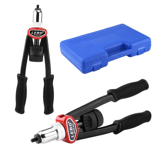 Hand Nut/Thread Riveter Rivet Gun Set with Nosepieces Blind Rivets Repair Tools 5mm 6mm 8mm 10mm 12mm
