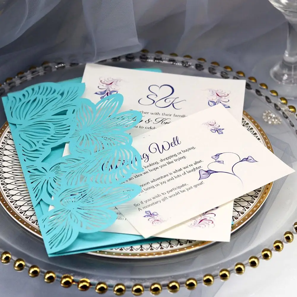  10pcs Holiday Wedding Invitation Laser Hollow Invitation Bag-shaped Business Invitation Card For We - 33027678637