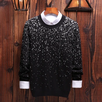 

Sweaters Mens Pullover V-Neck Men 100% Cotton Long Sleeve Casual Standard Dot Sweater For Homme 2019 Autumn New Arrival