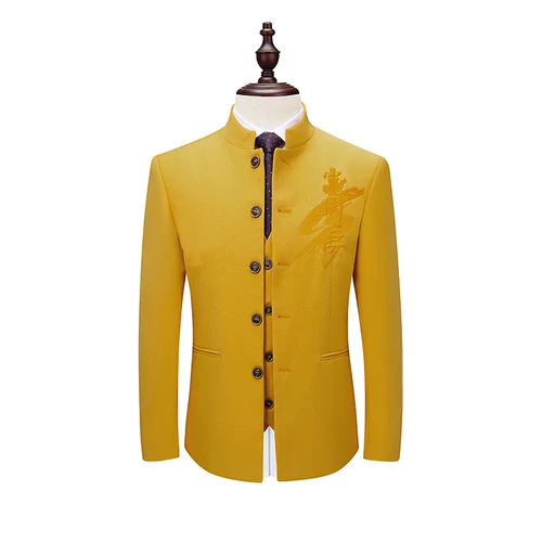Ffxzsj 5XL 6XL Для мужчин s Нарядные Костюмы для свадьбы Jaqueta мужской пиджак для Для мужчин s жилет slim fit Повседневное куртка блейзеры Для мужчин костюмы 3 шт./компл - Цвет: yellow