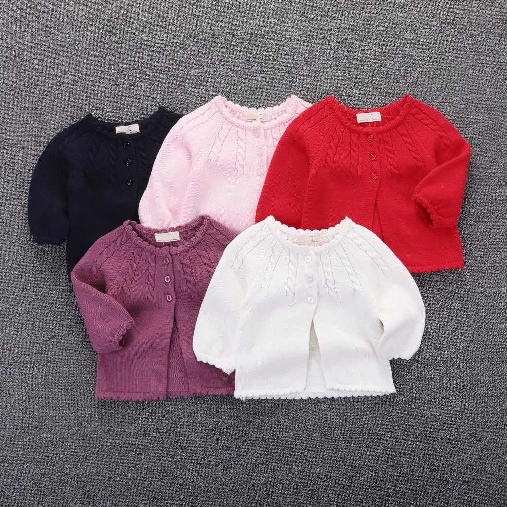

Baby Girls Knit Carding 2019 Candy Color Clothing Kids Children Knitted Jacket Long Sleeve Girls Sweaters LZ046