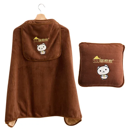 

Soft velvet embroidery air conditioning shawl folding cushion folding pillow blanket napping knee blanket pillow