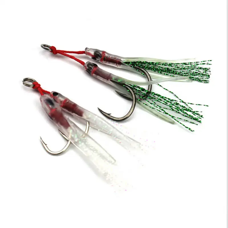 5pcs 13/14/15 Assist hook Strong steel jig Hooks Dual Fishing Lead Barbed Fishhook for Metal