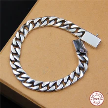 925 пробы, серебряный браслет, мужской, длинный, Стерлинговое Серебро, браслет, 925, хип-хоп, рэп, кубинский, панцирный, очаровательный браслет, День отца