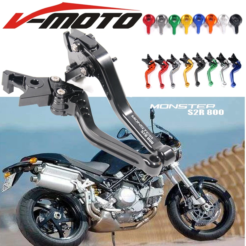 

8 Colors CNC Aluminum 2 finger Short Motorcycle Brake Clutch Levers For Ducati MONSTER S2R 800 2005 2006 2007