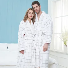 Халат для влюбленных хлопок толстый теплый зимний банный халат мужской мягкий длинный банный халат-кимоно мужской халат для мужской фланелевый Халат белый
