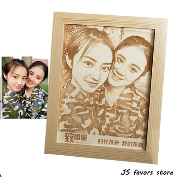 

Free shipping 1pcs custom wood canvaing photo with frame engagement birthday wedding Christmas best gift for dating girlfriend