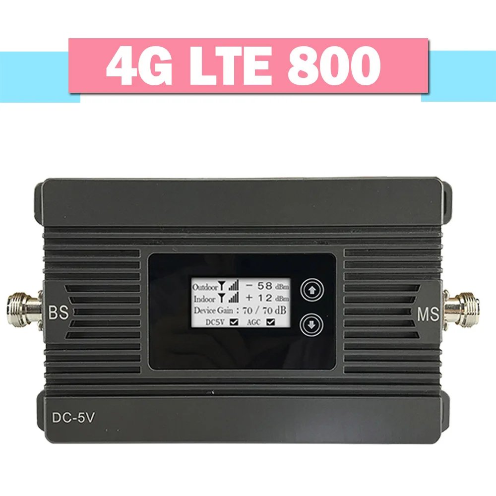 

4G LTE 800 Cellular Booster Power 80dB Gain LTE 800mhz Moblile Phone Signal Repeater Band 20 LCD Display 4G LTE Signal Amplifier