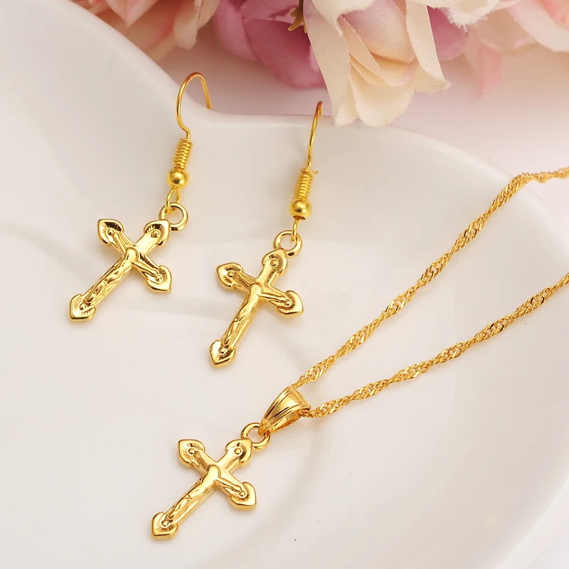 Набор сережек с кулоном и цепочкой из настоящего золота 24 к|chain set|earring pendant setearring |