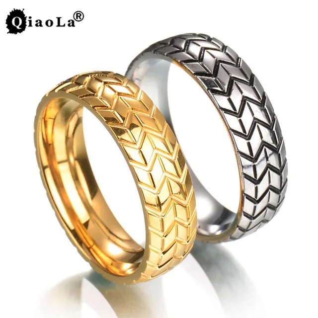 qiao la 6mm mens tire ring vintage stainless steel wedding rings for male engagement band jewelry - Tire Wedding Rings qiao la 6mm mens tire ring vintage stainless steel wedding rings for male engagement band jewelry - Tire Wedding Rings