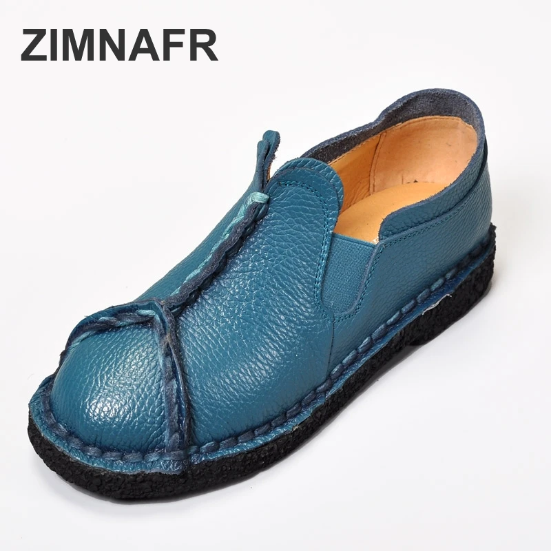 

2017 COW LEATHER WOMEN FlATS LOAFERS SHOES COW LEAHTER RETRO ZIMNAFR BRAND WOMEN SPRING SHOES COMFORTABLE ANTI-SKID CASUAL SHOES
