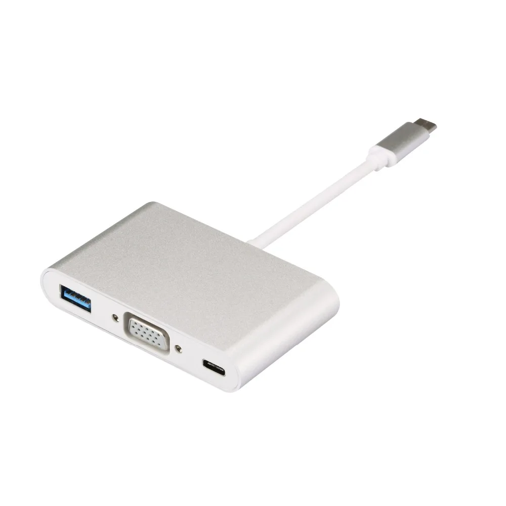 USB C Type C female USB Female Data Charger to VGA USB Multiport Adapter 3 in