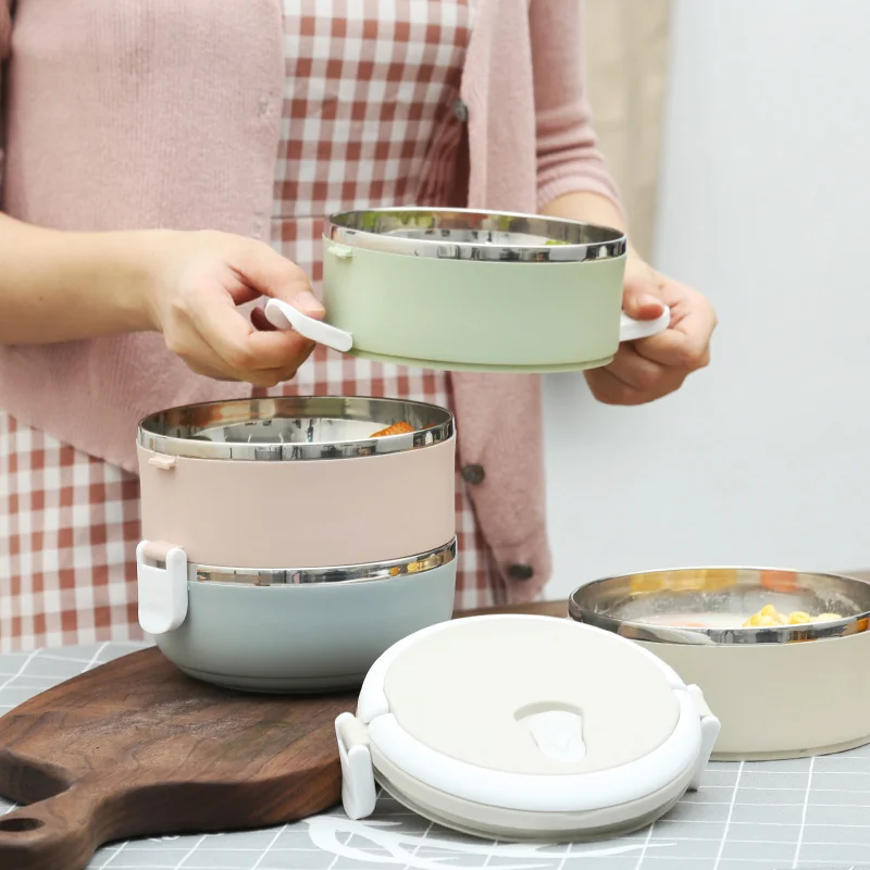 Korean Leak-Proof Stainless Steel Food Storage Container Thermal Plastic Portable Picnic Bento Lunch Box Fine Dinnerware Sets