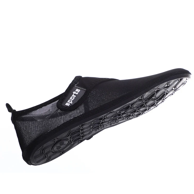 Женская и мужская водонепроницаемая обувь из мягкой дышащей сетки, легкая, босиком кожа, спортивная обувь для плавания, Уличная обувь - Цвет: Black 44 45 Size