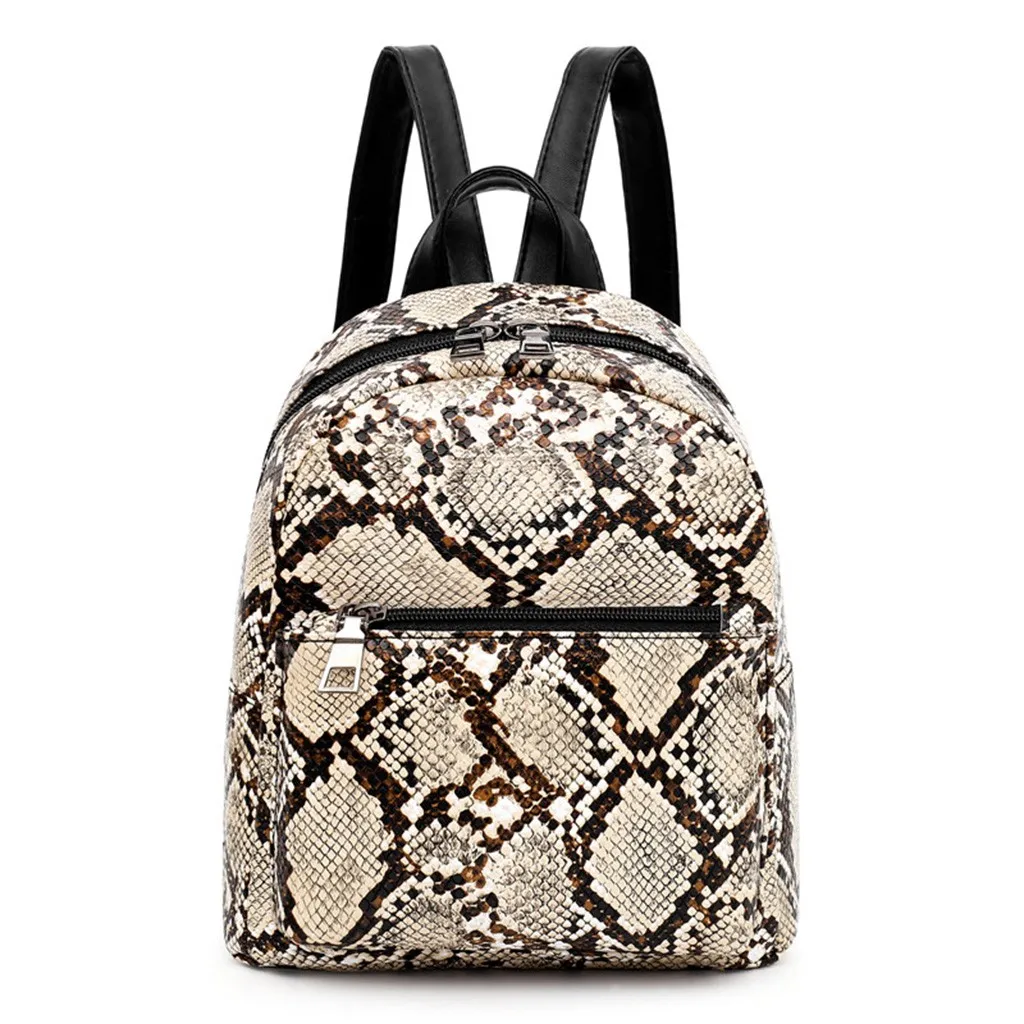 High Quality Leather Leopard Backpack Women School Rucksack College Style Double Shoulder Bags Satchel Backpacks JUNE18