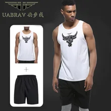 UABRAV набор для мужчин Высокая эластичность тренировки дышащие быстросохнущие мужские трусы+ спортивные шорты компрессионный костюм для фитнеса многоцветный