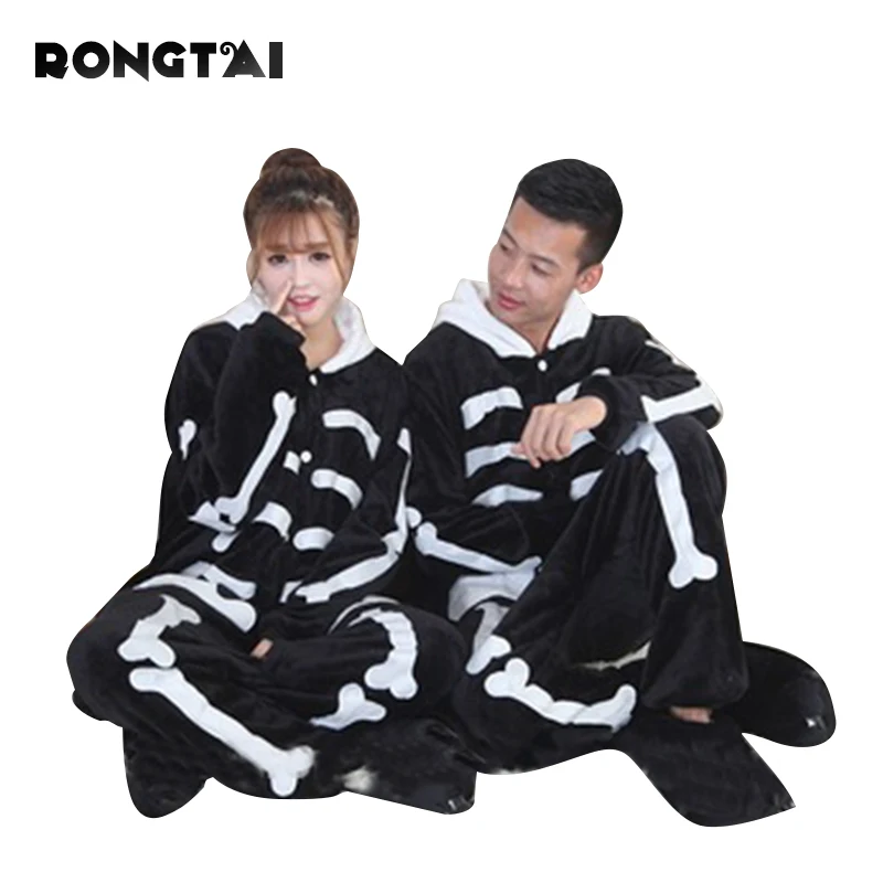 RONGTAI черный свинья девушка/мальчик пара пижамы Onesie фланель комфорт дома большой