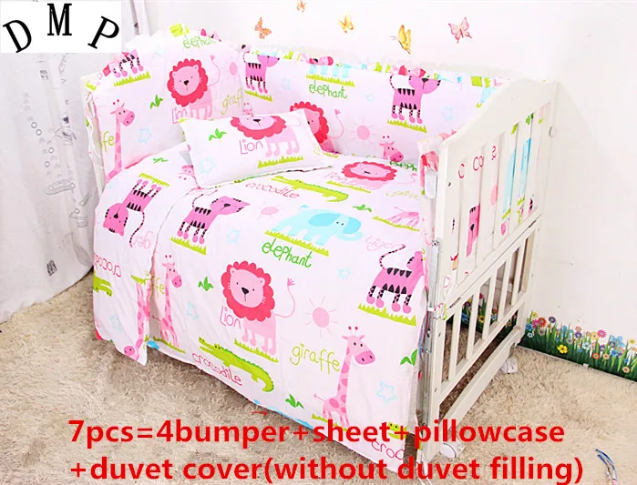 

Discount! 6/7pcs Newborn Cartoon Crib Bedding Quilt CoverPillow Bumpers Sheet Cot Bed bedding set,120*60/120*70cm