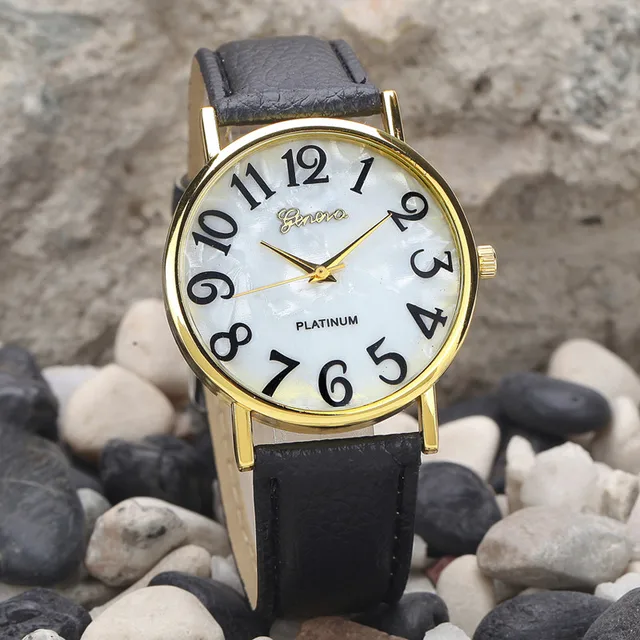 Big Number Women Retro Digital Dial Leather Band Quartz Analog Wrist Watch Black Big Number Women Retro Digital Dial Leather Band Quartz Analog Wrist Watch Black