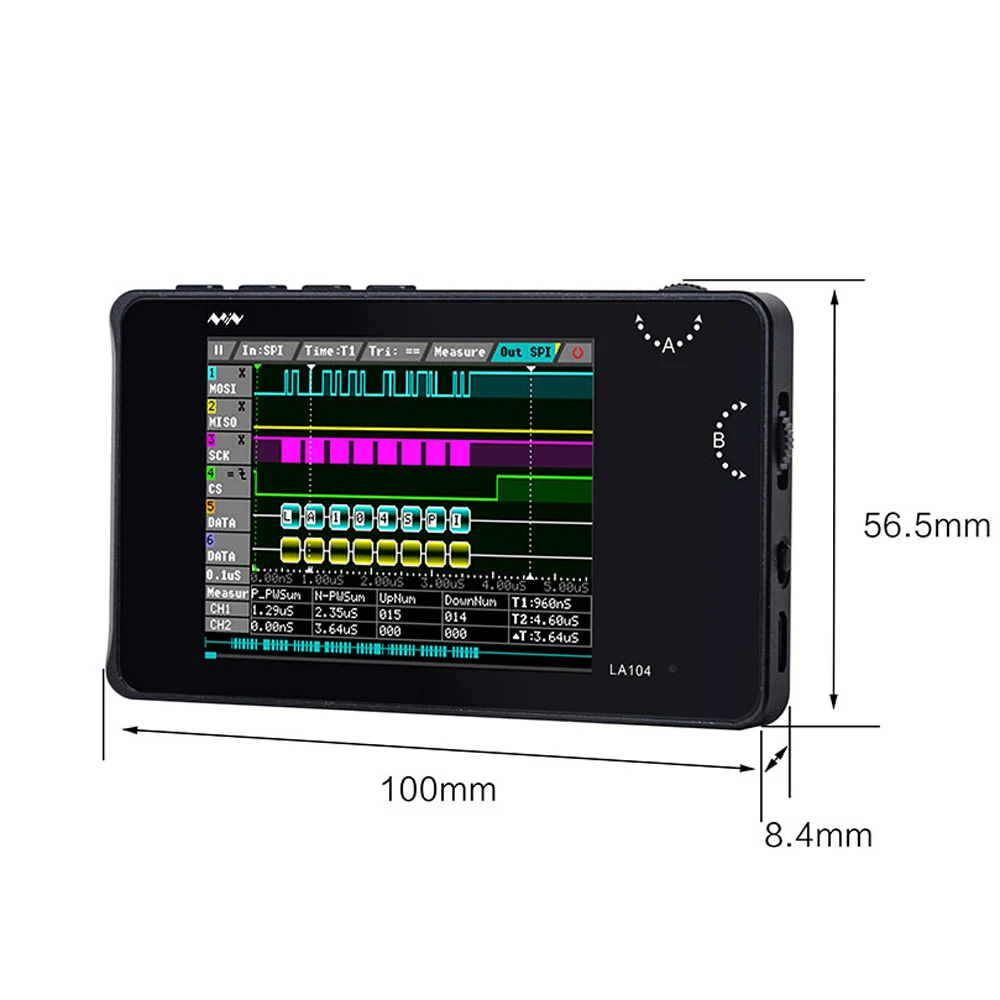 Портативный цифровой логический анализатор LA104 USB Mini 4 канала 100 МГц максимальная частота дискретизации Встроенный 8 Мб флэш-накопитель 2,8 дюйма осциллограф