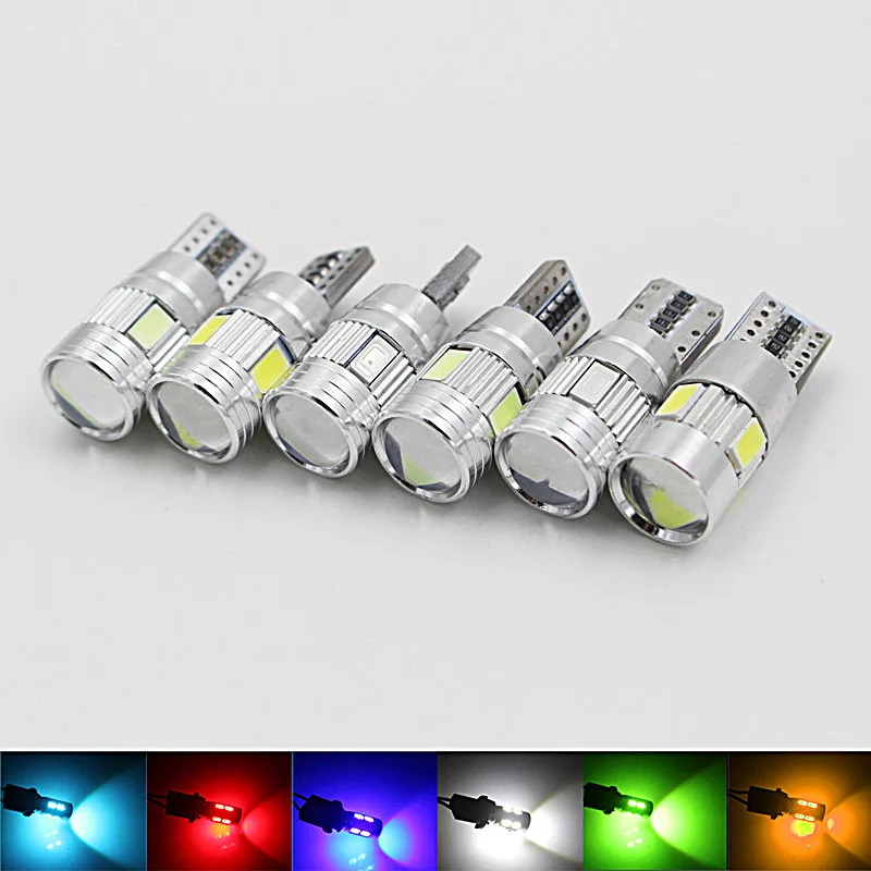 1 шт. 12 в пост. Тока CAN BUS T10 W5W 6led 5630 проектор SMD объектив автомобильная сигнальная