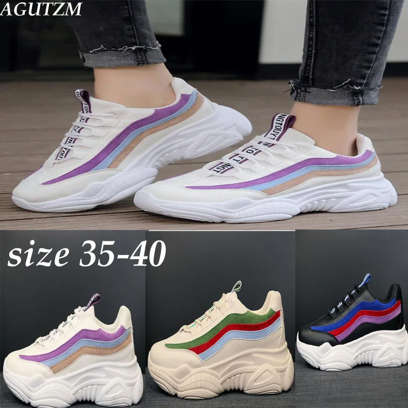 

AGUTZM Women Casual Shoes 2019 Autumn Mesh Women Shoes Flats Lace-Up Fashion Breathable Women Sneakers Woman dad shoes m324