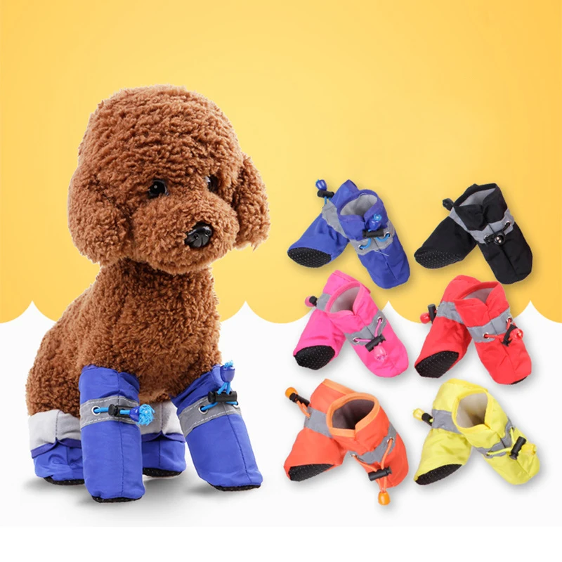 4Pcs set Pet Dogs Shoes Spring Summer Rain Waterproof Boots Socks Rubber Anti-slip Shoes For Big Small Dogs Puppy Cats Footwear (1)