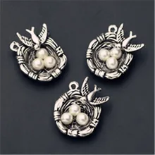 

4pcs Silver Plated 3D Metal Swallow Nest Glamour Alloy Pendants For Bracelet Necklace DIY Jewelry Handcrafted Findings 20*19mm