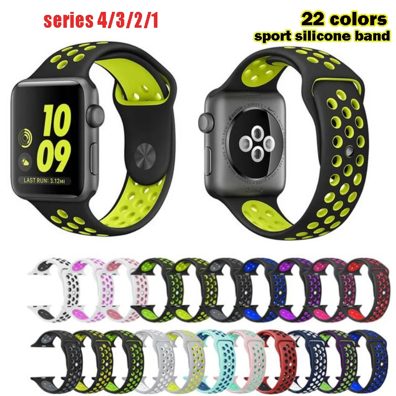 

Series 1/2/3/4 Silicone Strap for Apple Watch Sport band 38mm/40mm/42mm/44mm 1:1 Original straps For iwatch wristband