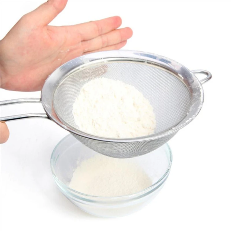 Tenske New Stainless Steel Sieve Powder Flour Sieve Mesh Baking Tools