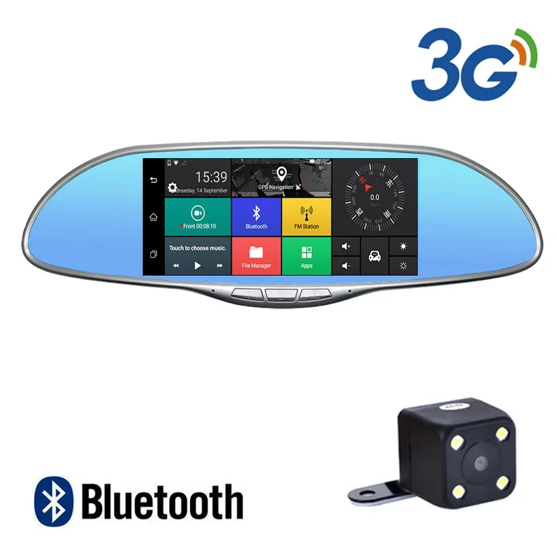 

7" IPS Touch 3G WCDMA Car DVR Camera Video Recorder Android 5.0 GPS Navi Bluetooth FM WIFI Dual Lens Rearview Mirror Camcorder