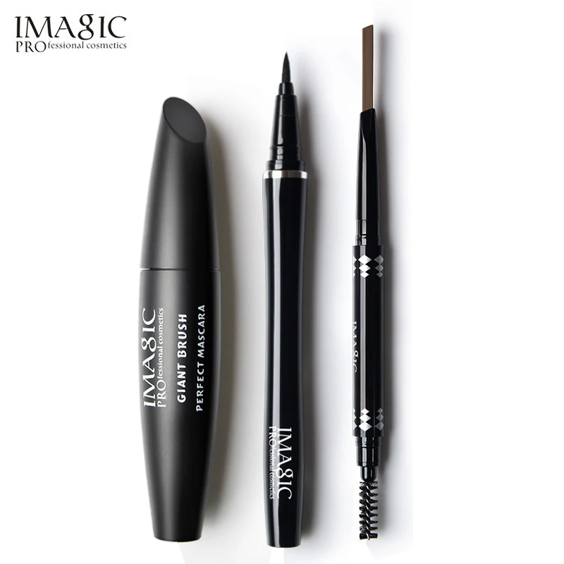 

IMAGIC Profession 3Pcs Easy Makeup Pretty Eyes Mascara Black Colors Eyeliner and Automatic Cosmetics Eyebrow