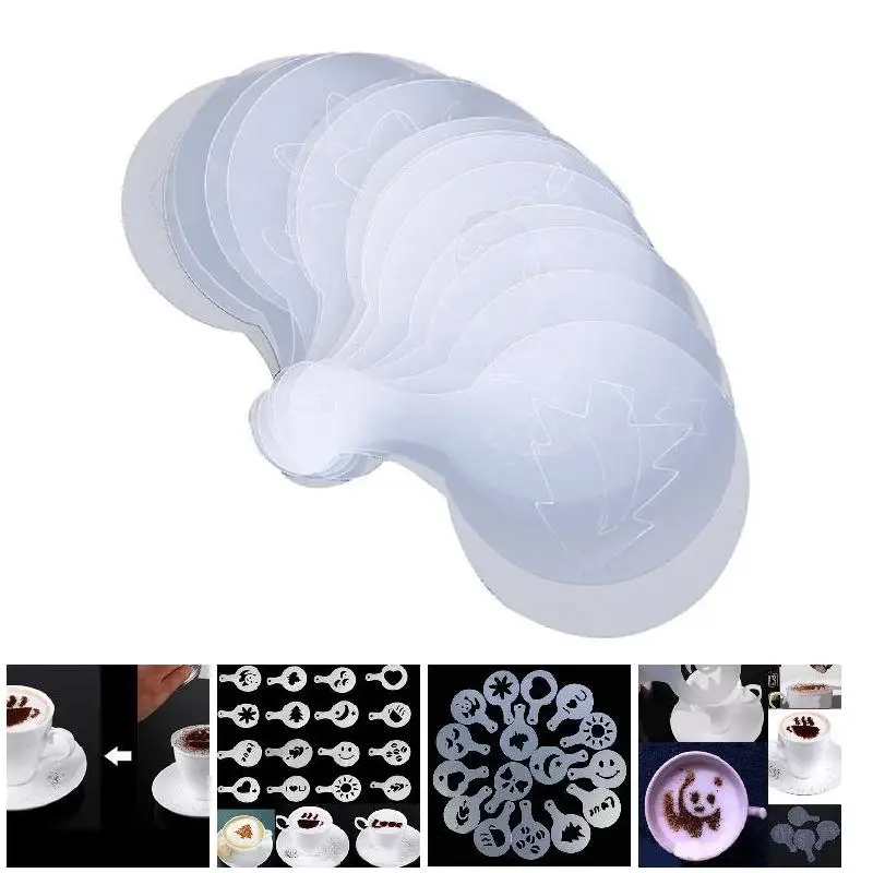 

16 Pcs/ Set Coffee Drawing Mold Printing Model Sprinkle Powder Mats Utensils Tools MJJ88