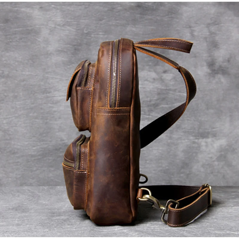 AETOO Mad Horse Leather man Chest bag original leather retro head cowhide casual shoulder crossbody bag