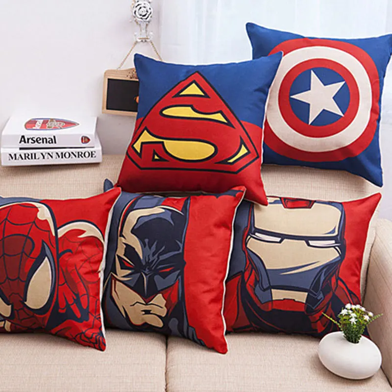 Superhero Avengers Supe cotton Linen cushion cover  cushions  for Sofas coffee shop office car home decor Throw Pillow Case