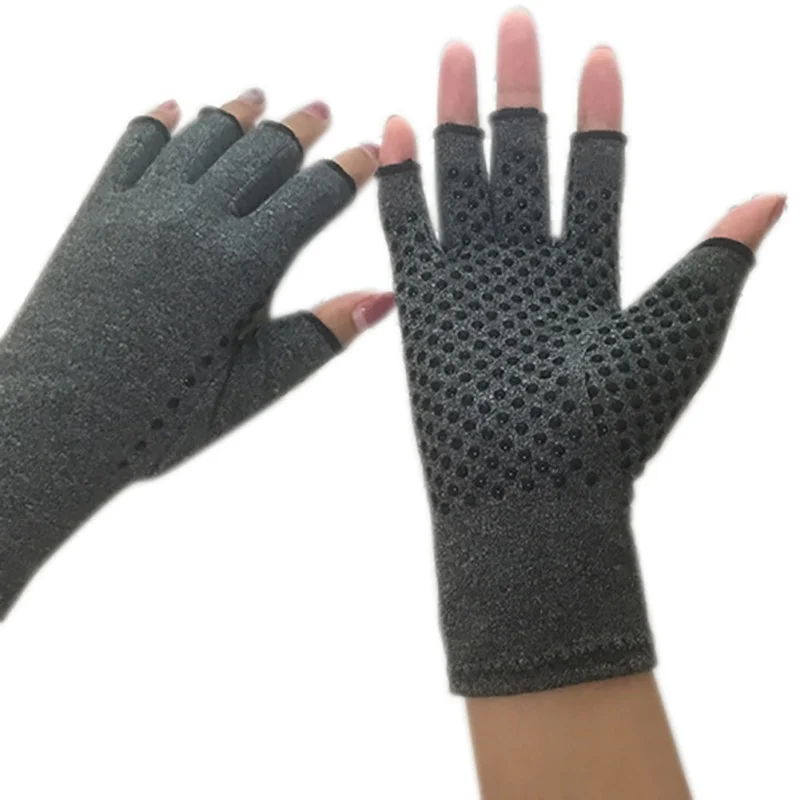 New Arthritis pressure health gloves gray ash half finger gloves high