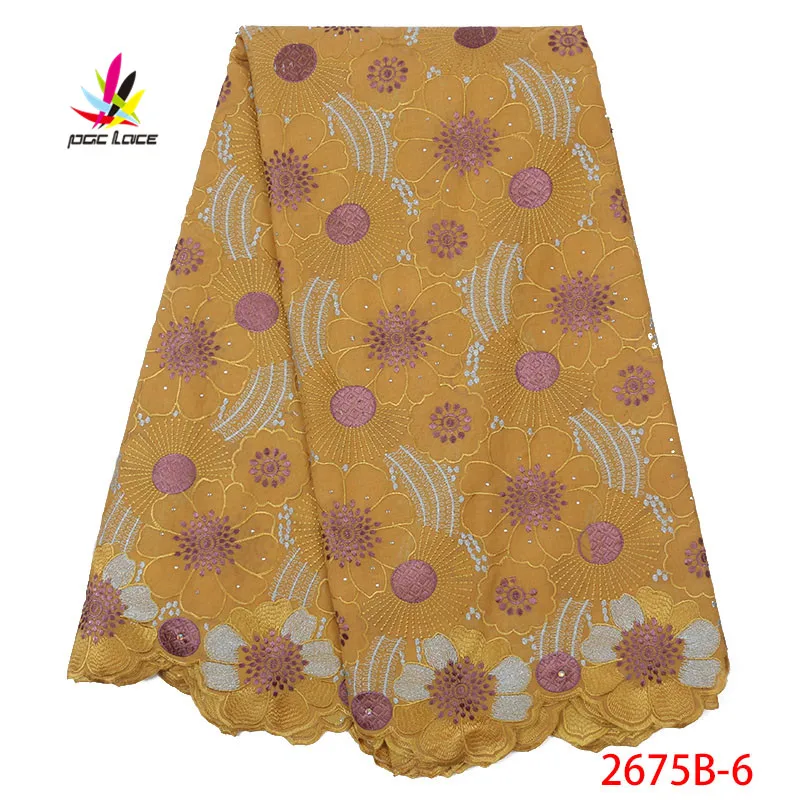 

African Dry Hot Sale Swiss Lace Fabric 2019 Lace Swiss Voile Lace In Switzerland Cotton Material For Women 5 Yards XZ2675B-6