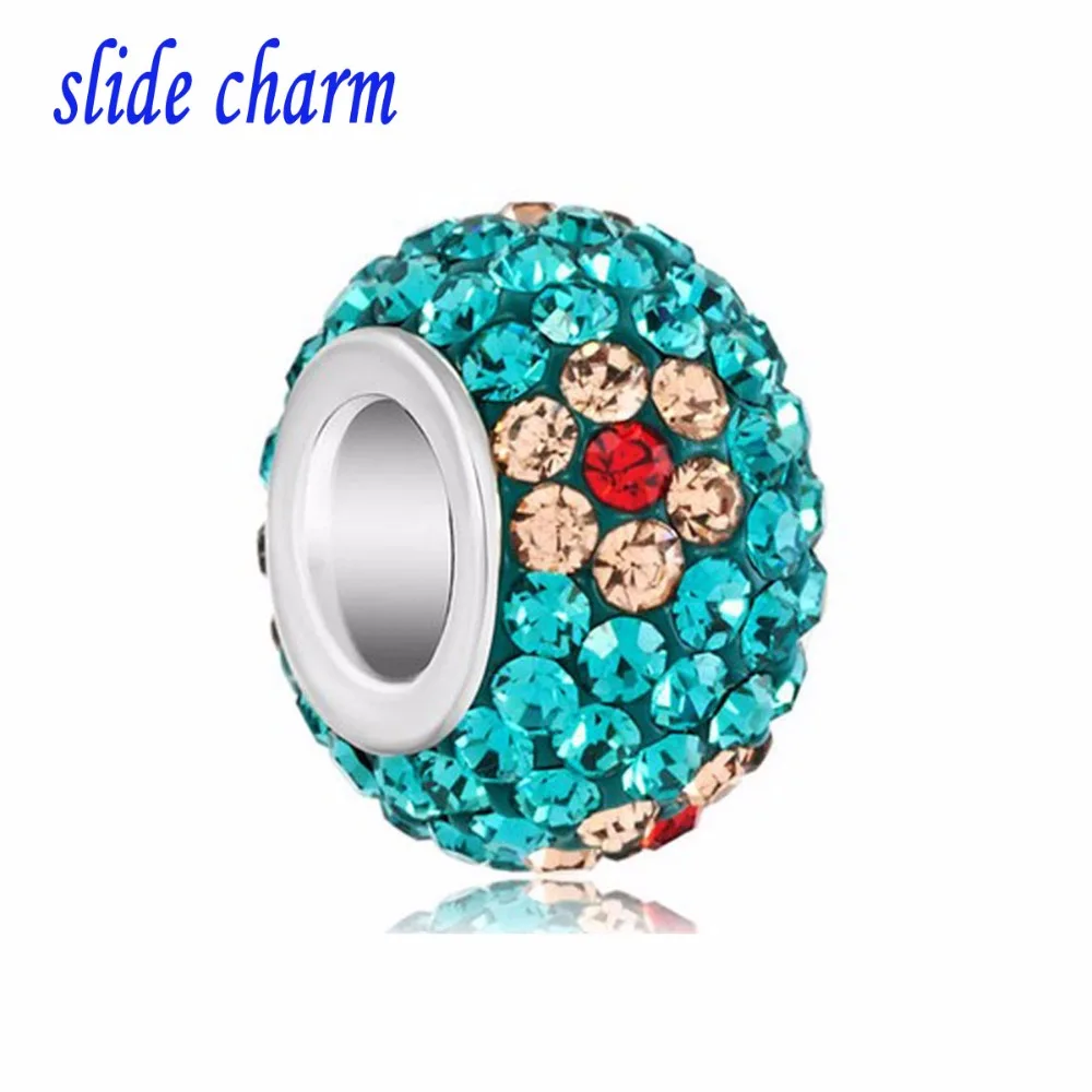 

Слайд шарм Бесплатная доставка Валентина красная глина порошок синий кристалл амулет маленький цветочный Шарм Бусины Подходит Пандора Браслет