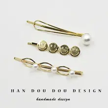 1 комплект жемчужная заколка для волос с золотым смайликом заколка для волос для женщин девочек элегантные ювелирные изделия для волос косметические инструменты для стайлинга