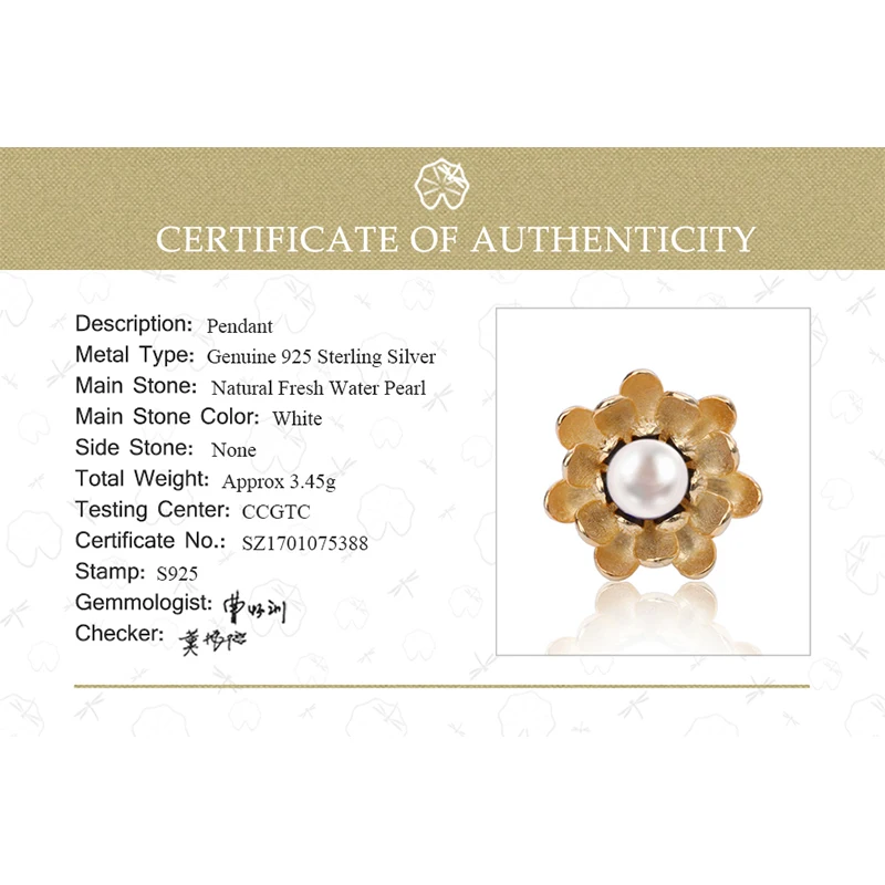 Lotus Fun реальные стерлингового серебра 925 натуральный жемчуг ручной работы Fine Jewelry
